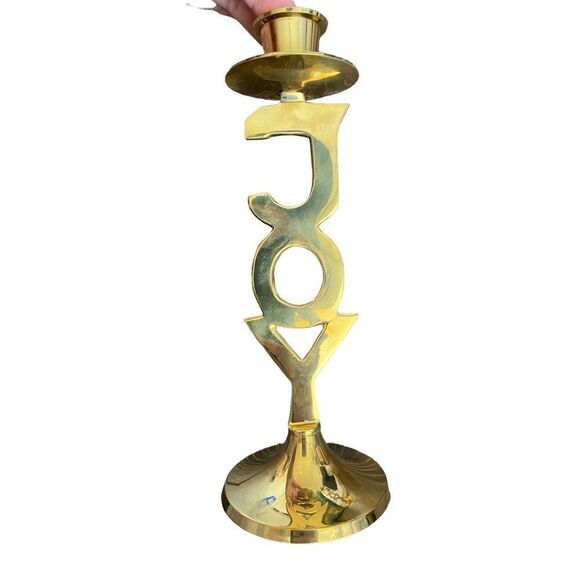 new Solid brass JOY candle stick holders - Picture 3 of 4